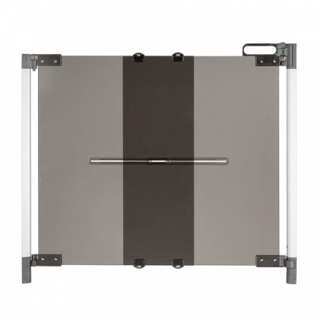 Poarta de siguranta extensibila DesignLine ClearVision, 74-100 cm, aluminiu si plexiglas gri, Reer 46021